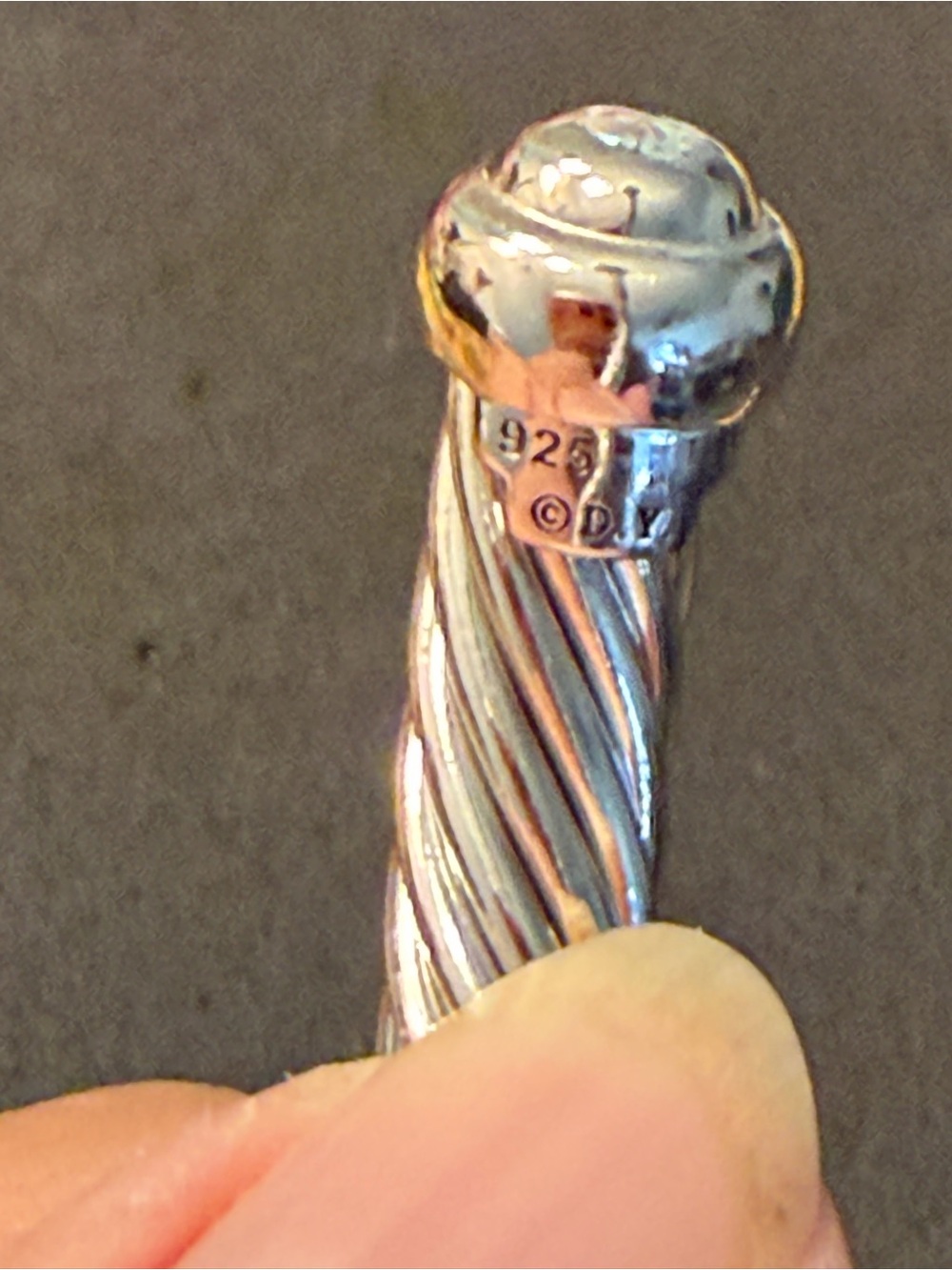 David Yurman Silver Cable X Bracelet with Pavé Diamonds marked DY 925 - Picture 11 of 11